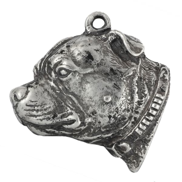 Staffordshire Bull Terrier, Staffik, Staffi III - forsølvet nøglering med hund, håndtaskedekoration, rygsækvedhæng fra Art-Dog
