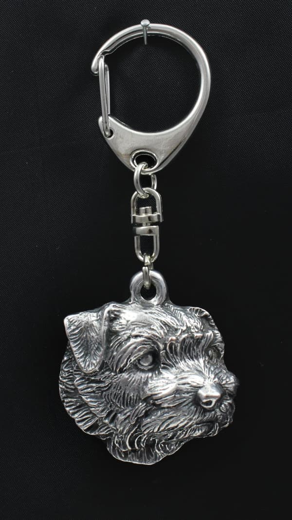 Norfolk Terrier - silverpläterad nyckelring med hund, handväska dekoration, ryggsäckshänge från Art-Dog