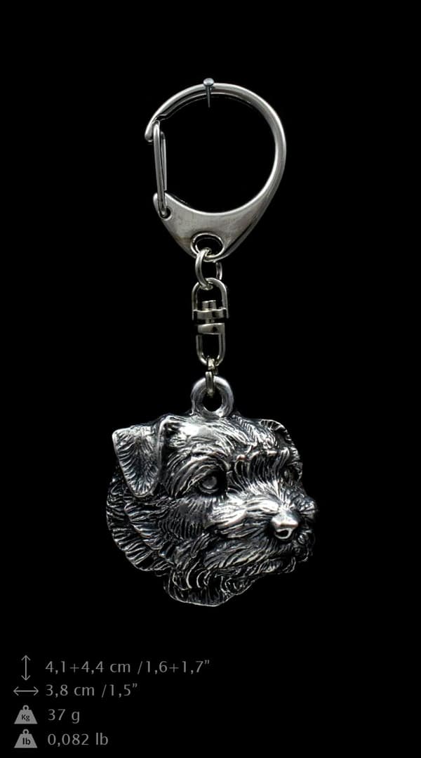 Norfolk Terrier - silverpläterad nyckelring med hund, handväska dekoration, ryggsäckshänge från Art-Dog