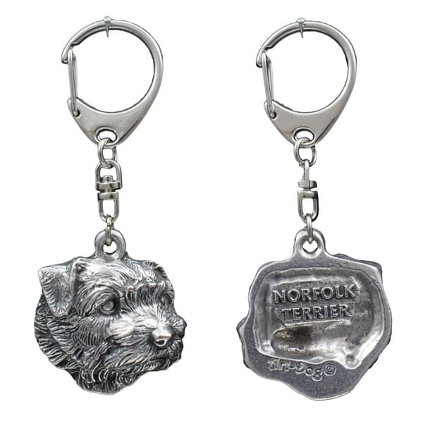 Norfolk Terrier - silverpläterad nyckelring med hund, handväska dekoration, ryggsäckshänge från Art-Dog