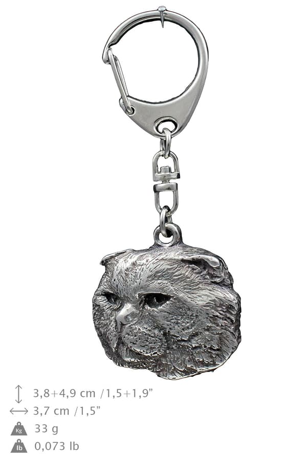 Cat - silverpläterad nyckelring med katt, handväska dekoration, ryggsäckshänge från Art-Dog II