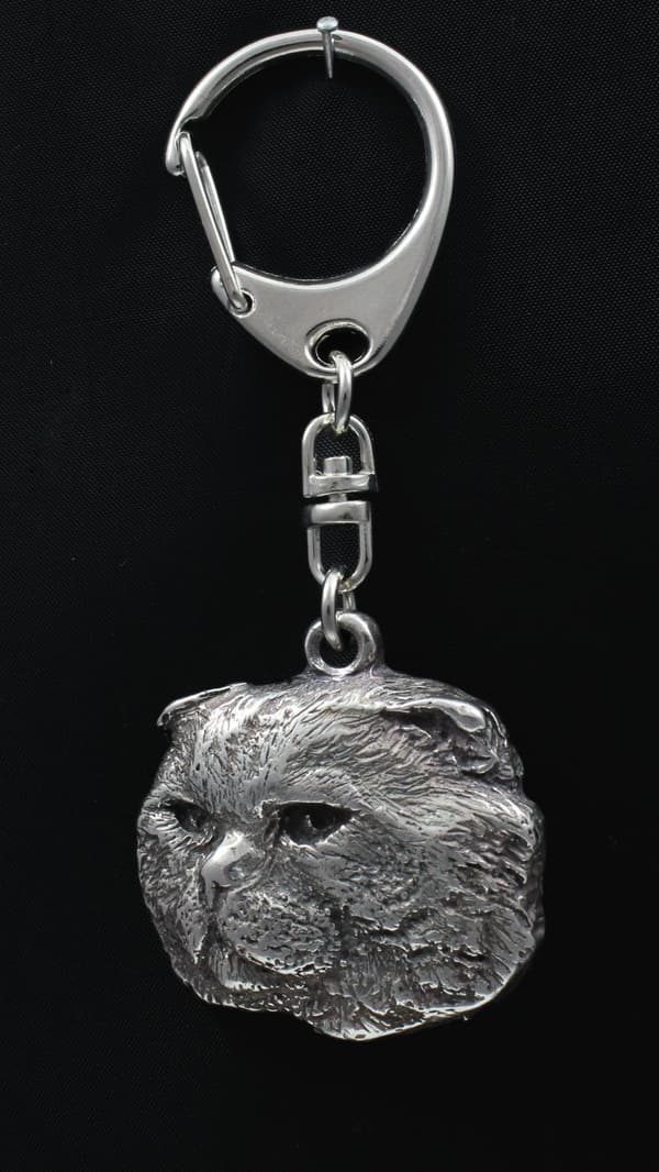 Cat - silverpläterad nyckelring med katt, handväska dekoration, ryggsäckshänge från Art-Dog II