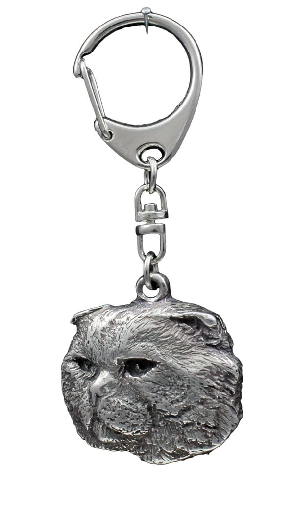 Cat - silverpläterad nyckelring med katt, handväska dekoration, ryggsäckshänge från Art-Dog II