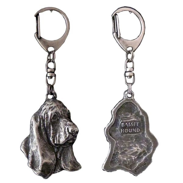 Basset Hound II - silverpläterad nyckelring med hund, handväska dekoration, ryggsäckshänge från Art-Dog