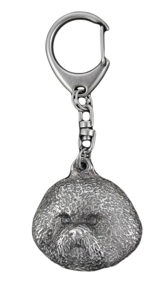Bichon Frise, Teneriffa Dog - silverpläterad nyckelring med hund, handväska dekoration, ryggsäckshänge från Art-Dog