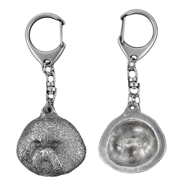 Bichon Frise, Teneriffa Dog - silverpläterad nyckelring med hund, handväska dekoration, ryggsäckshänge från Art-Dog
