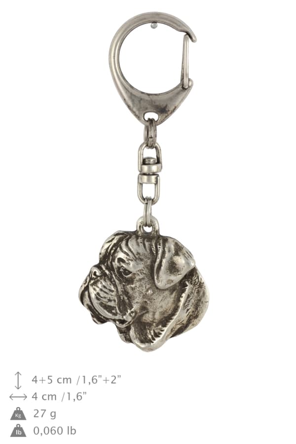 Bullmastiff, Bulmastiff II - silverpläterad nyckelring med hund, handväska dekoration, ryggsäckshänge från Art-Dog
