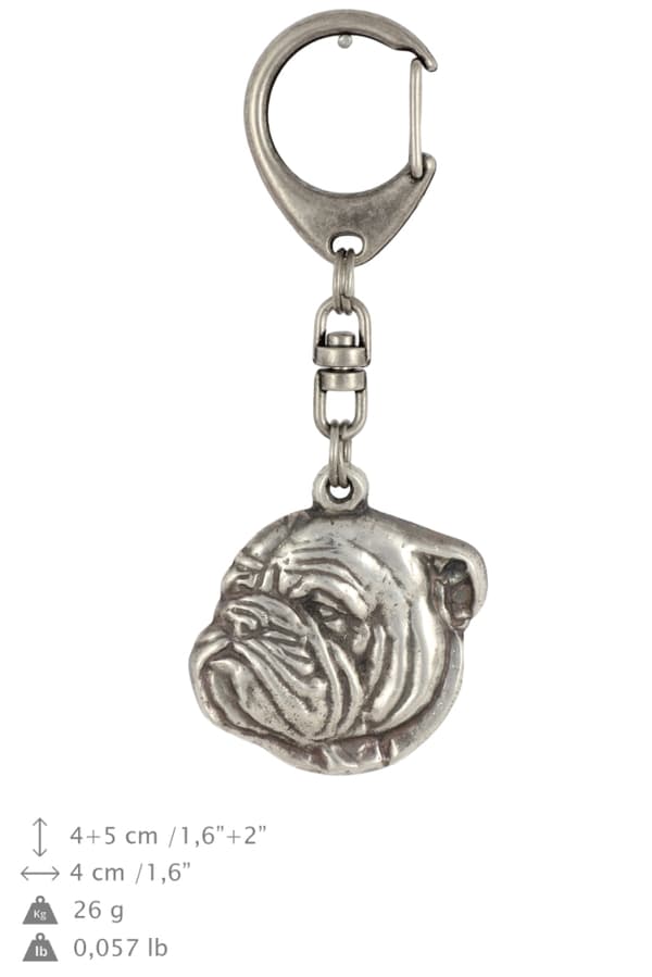 Englantibulldoggi, Bulldog III - hopeoitu avaimenperä koiralla, käsilaukun koristelu, reppuriipus Art-Dogilta