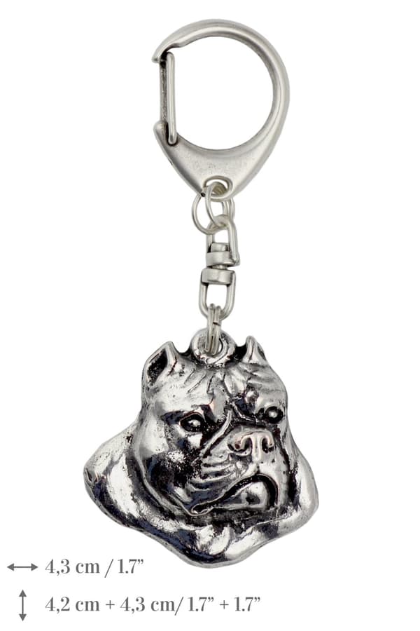 American Bully - silverpläterad nyckelring med hund, handväska dekoration, ryggsäckshänge från Art-Dog