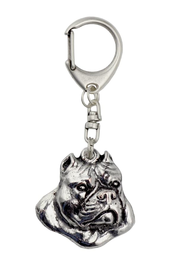 American Bully - silverpläterad nyckelring med hund, handväska dekoration, ryggsäckshänge från Art-Dog