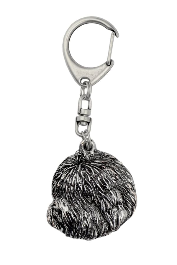 Old English Sheepdog Bobtail - forsølvet nøglering med en hund, håndtaskedekoration, rygsækvedhæng fra Art-Dog