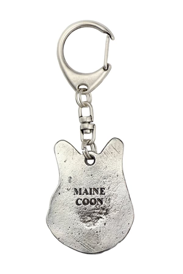 Maine Coon - hopeoitu avaimenperä kissalla, käsilaukkukoriste, Art-Dog II:n reppuriipus