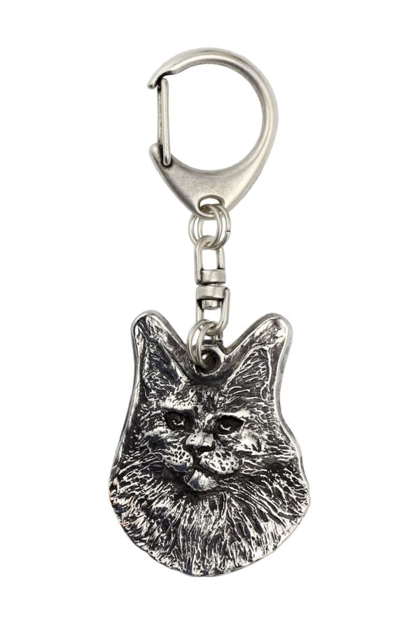 Maine Coon - hopeoitu avaimenperä kissalla, käsilaukkukoriste, Art-Dog II:n reppuriipus
