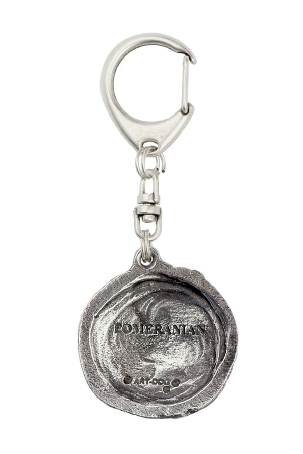 Pomeranian, Miniature Spitz - silverpläterad nyckelring med en hund, handväska dekoration, ryggsäckshänge från Art-Dog