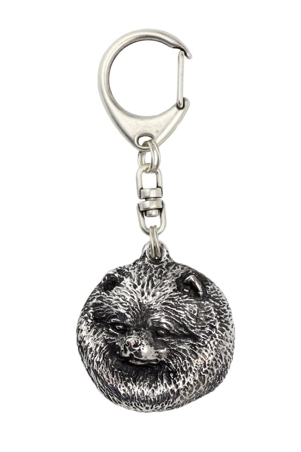 Pomeranian, Miniature Spitz - silverpläterad nyckelring med en hund, handväska dekoration, ryggsäckshänge från Art-Dog