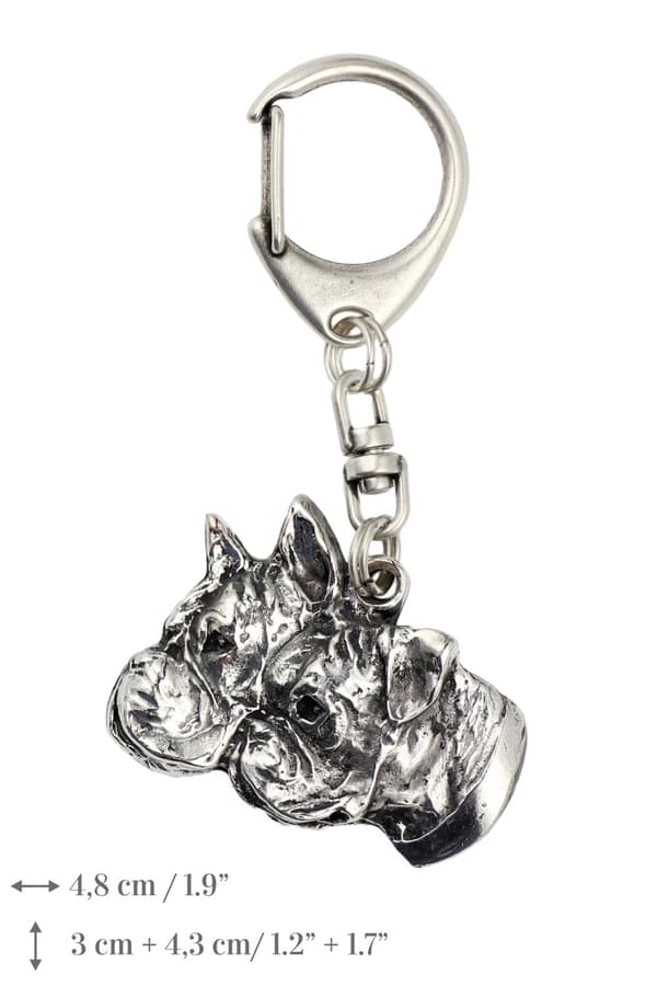 Boxer, Boxer IV - silverpläterad nyckelring med hund, handväska dekoration, ryggsäckshänge från Art-Dog