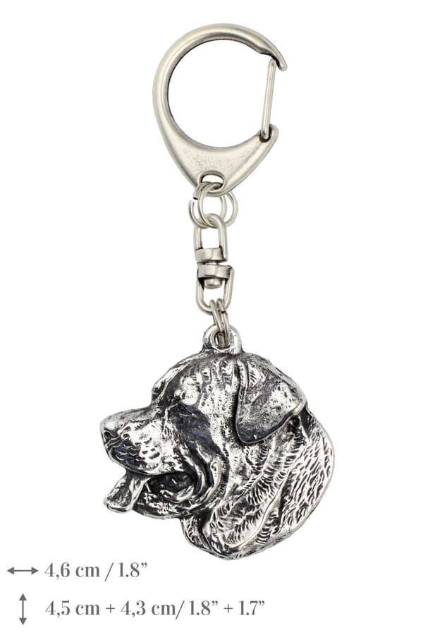 Rottweiler III - hopeoitu avaimenperä koiralla, käsilaukkukoriste, Art-Dogin reppuriipus