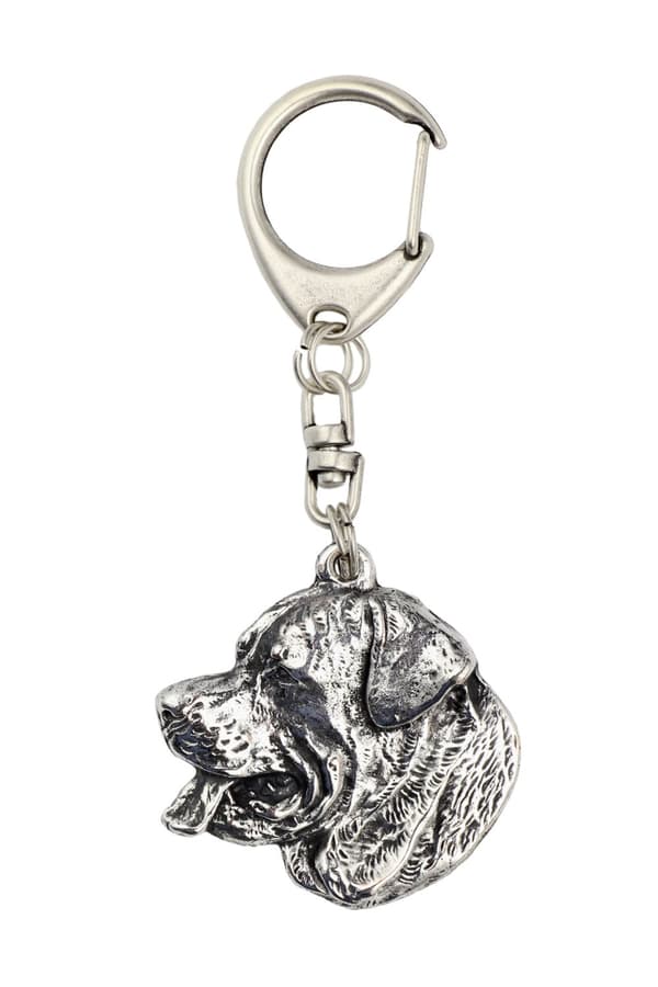 Rottweiler III - hopeoitu avaimenperä koiralla, käsilaukkukoriste, Art-Dogin reppuriipus