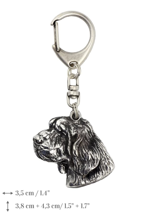 Clumber Spaniel I - hopeoitu avaimenperä koiralla, käsilaukun koristelu, reppuriipus Art-Dogilta