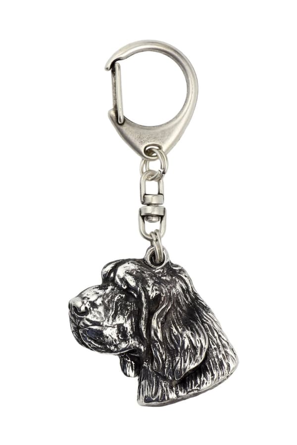 Clumber Spaniel I - hopeoitu avaimenperä koiralla, käsilaukun koristelu, reppuriipus Art-Dogilta