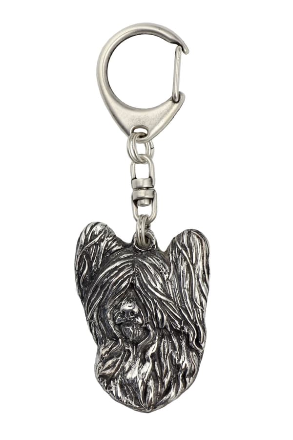Skye Terrier - silverpläterad nyckelring med hund, handväska dekoration, ryggsäckshänge från Art-Dog
