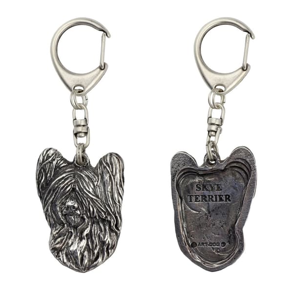 Skye Terrier - silverpläterad nyckelring med hund, handväska dekoration, ryggsäckshänge från Art-Dog