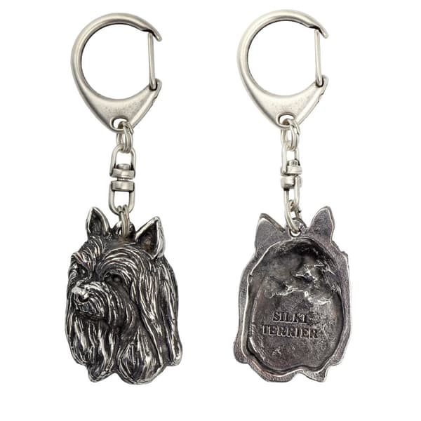Silky terrier - silverpläterad nyckelring med hund, handväska dekoration, ryggsäckshänge från Art-Dog
