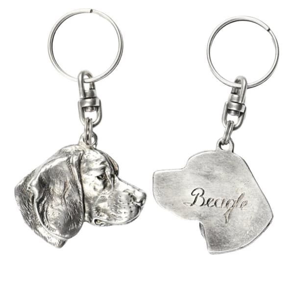 Beagle - silverpläterad hundnyckelring, handväska dekoration, ryggsäckshänge från Art-Dog