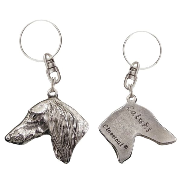 Persisk vinthund, Saluki - silverpläterad hundnyckelring, handväska dekoration, ryggsäckshänge från Art-Dog