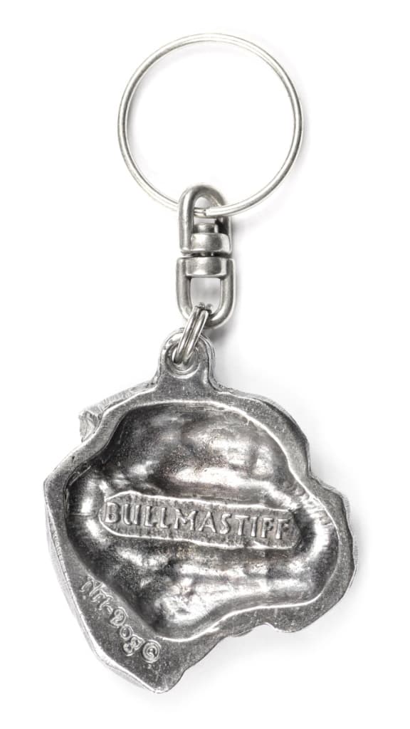 Bullmastiff, Bulmastiff - silverpläterad nyckelring med hund, handväska dekoration, ryggsäckshänge från Art-Dog