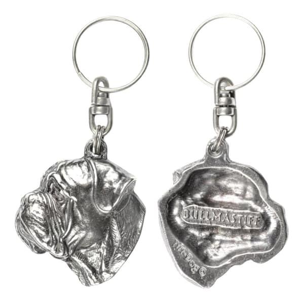 Bullmastiff, Bulmastiff - silverpläterad nyckelring med hund, handväska dekoration, ryggsäckshänge från Art-Dog