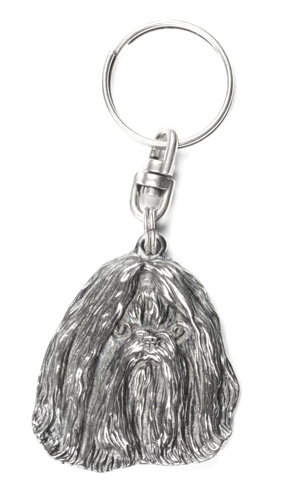 Shih Tzu, Shi tsu, Shi-Tzu, Szi-cu, Szitzu I - hopeoitu avaimenperä koiralla, käsilaukkukoriste, reppuriipus Art-Dogilta