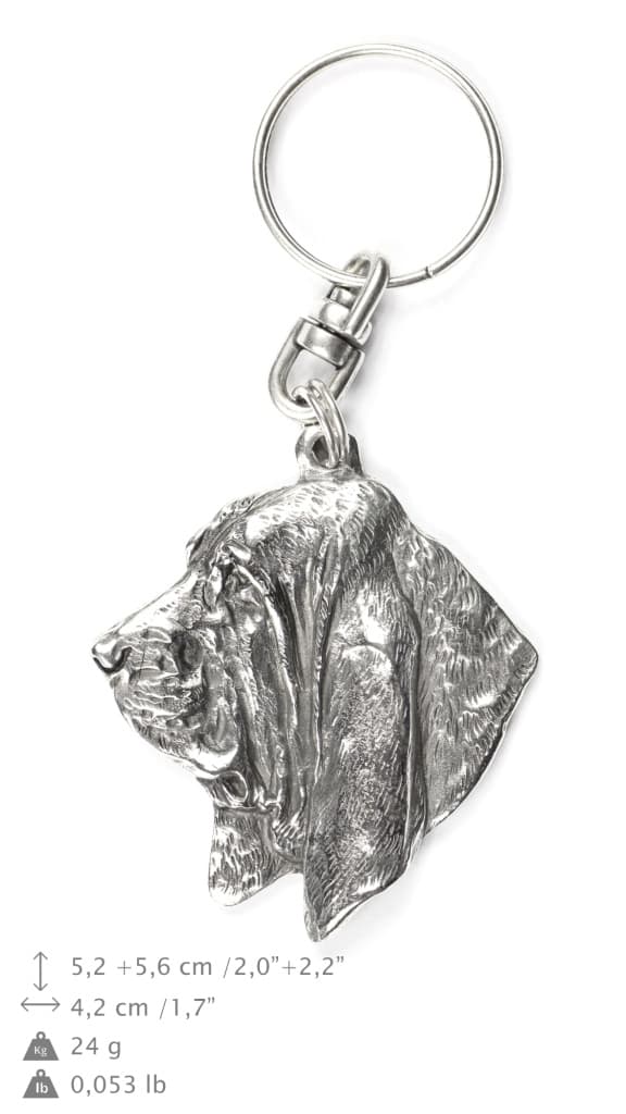 Basset Hound I - silverpläterad hundnyckelring, handväska dekoration, ryggsäckshänge från Art-Dog