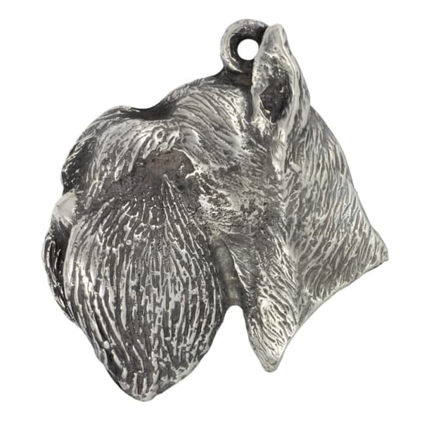 Schnauzer, Schnauzer - silverpläterad hundnyckelring, handväska dekoration, ryggsäckshänge från Art-Dog