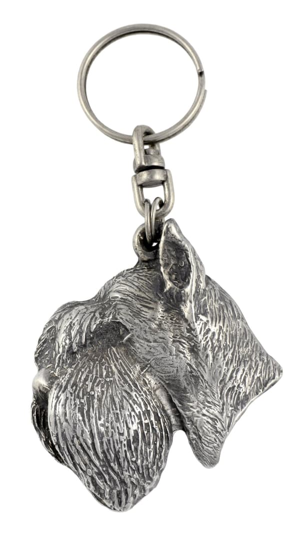 Schnauzer, Schnauzer - silverpläterad hundnyckelring, handväska dekoration, ryggsäckshänge från Art-Dog