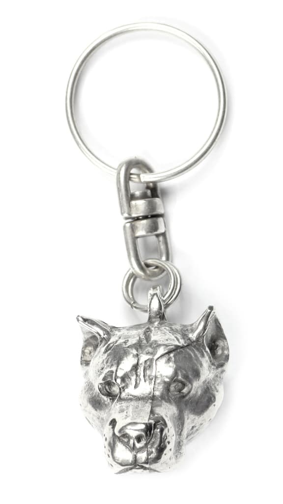 American Staffordshire terrier, Amstaff, Amstaf - forsølvet nøglering med hund, håndtaskedekoration, rygsækvedhæng fra Art-Dog