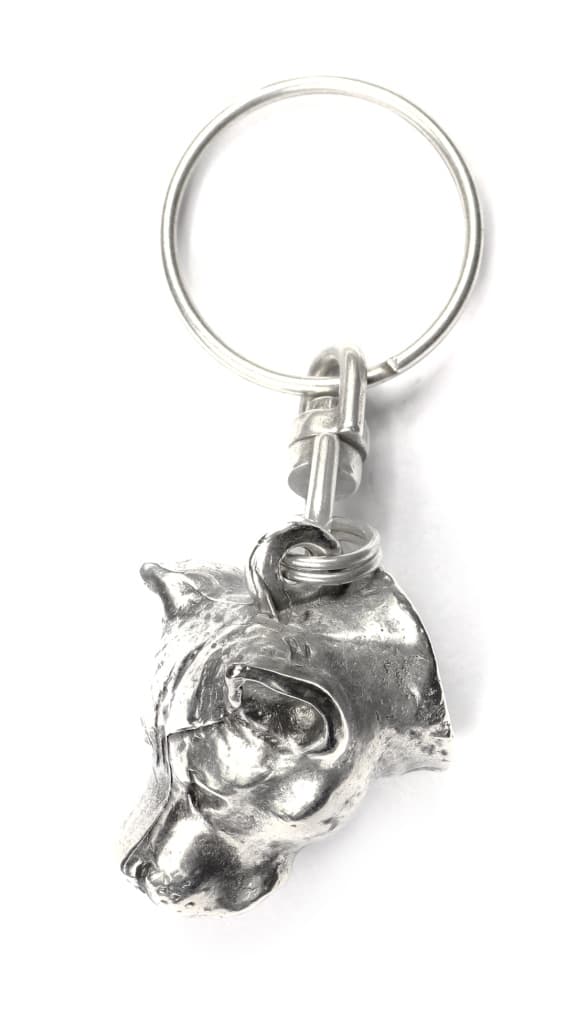 American Staffordshire terrier, Amstaff, Amstaf - forsølvet nøglering med hund, håndtaskedekoration, rygsækvedhæng fra Art-Dog