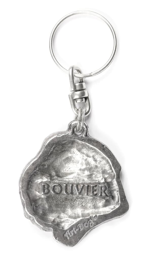 Bouvier des Flandres - silverpläterad hundnyckelring, handväska dekoration, ryggsäckshänge från Art-Dog