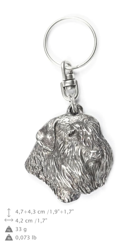 Bouvier des Flandres - silverpläterad hundnyckelring, handväska dekoration, ryggsäckshänge från Art-Dog