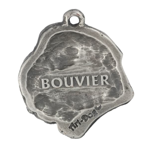Bouvier des Flandres - silverpläterad hundnyckelring, handväska dekoration, ryggsäckshänge från Art-Dog