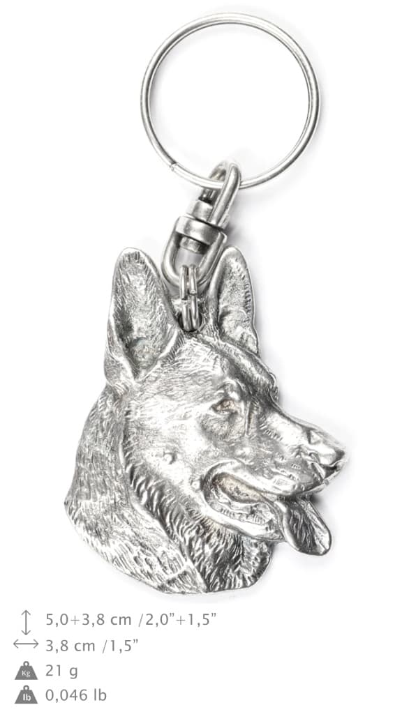 Schäfer, Alsace - silverpläterad hundnyckelring, handväska dekoration, ryggsäckshänge från Art-Dog