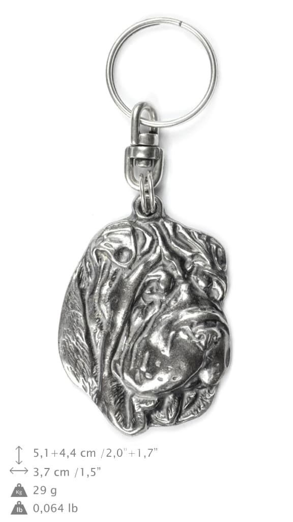 Shar-Pei - silverpläterad hundnyckelring, handväska dekoration, ryggsäckshänge från Art-Dog