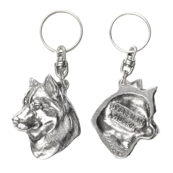 Siberian Husky, Siberian Husky - silverpläterad nyckelring med hund, handväska dekoration, ryggsäckshänge från Art-Dog