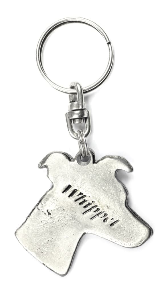 Whippet, engelsk vinthund - silverpläterad hundnyckelring, handväska dekoration, ryggsäckshänge från Art-Dog