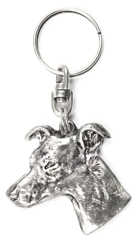 Whippet, engelsk vinthund - silverpläterad hundnyckelring, handväska dekoration, ryggsäckshänge från Art-Dog