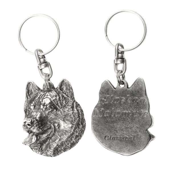 Alaskan Malamute - silverpläterad hundnyckelring, handväska dekoration, ryggsäckshänge från Art-Dog