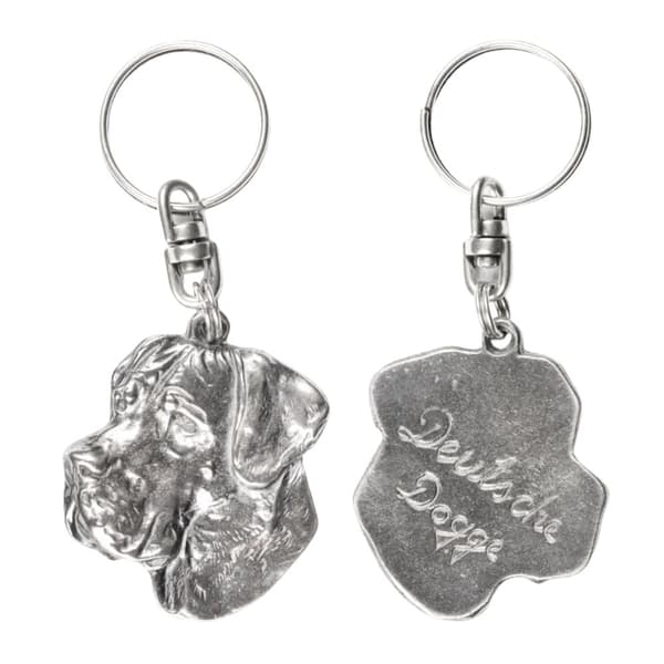 Great Dane II - silverpläterad hundnyckelring, handväska dekoration, ryggsäckshänge från Art-Dog
