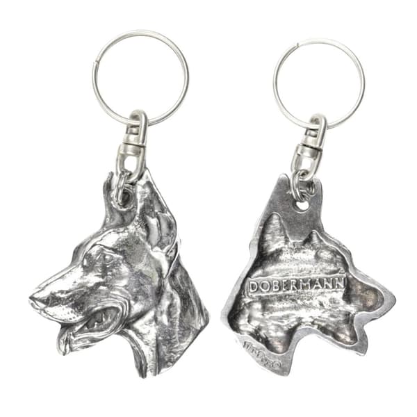 Doberman, Dobermann I - silverpläterad hundnyckelring, handväska dekoration, ryggsäckshänge från Art-Dog