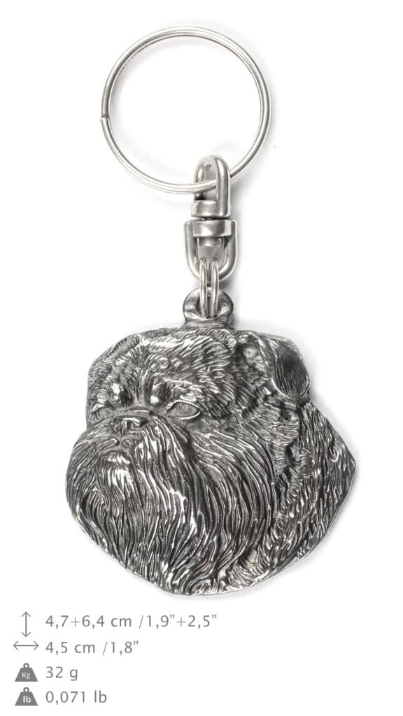 Brysselin griffon, Griffon bruxellois I - hopeoitu avaimenperä koiralla, käsilaukun koristelu, reppuriipus Art-Dog