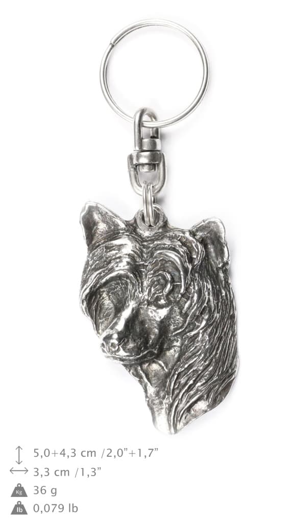 Chinese Crested Dog - silverpläterad hundnyckelring, handväska dekoration, ryggsäckshänge från Art-Dog